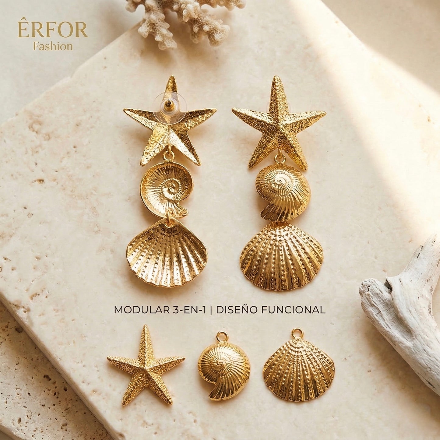 ARETES TESORO DEL MAR 3 EN 1