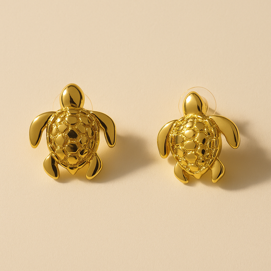 TOPOS TORTUGA MARINA · Aretes bañados en oro de 24K